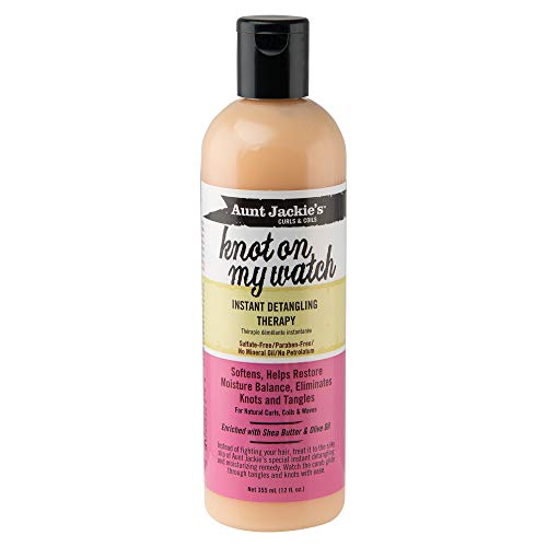 Aunt Jackie's Curls and Coils Knot On My Watch Instant Hair Detangling Therapy for Natural Curls, Coils and Waves, Enriched with Shea Butter, 12 oz