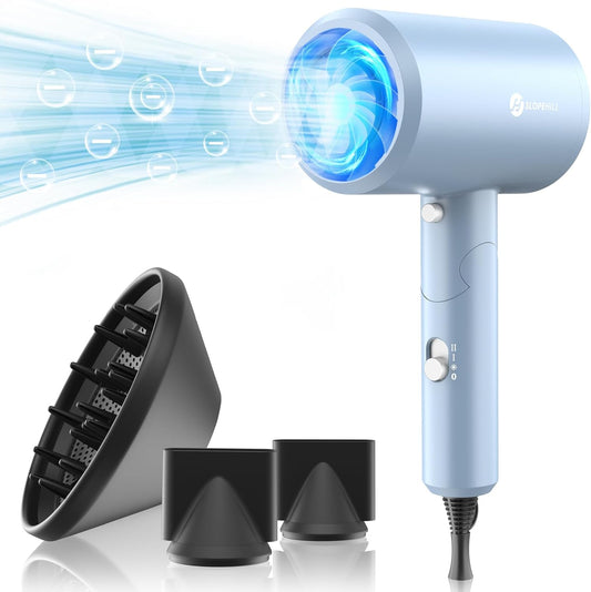 Slopehill Hair Dryer, 1800W Professional Ionic Hairdryer for Hair Care, 3 Magnetic Attachments for Home Salon Travel (Matte Blue)