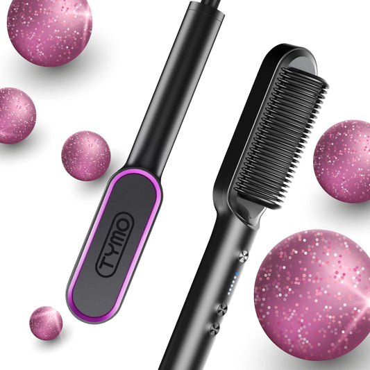 TYMO RING Hair Straightener and Volumizer - Hair Straightener Comb with Built-in Ceramic Heating Plate, 20s Fast Heating & 5 Temp Settings & Anti-Scald, Perfect for Professional Salon at Home